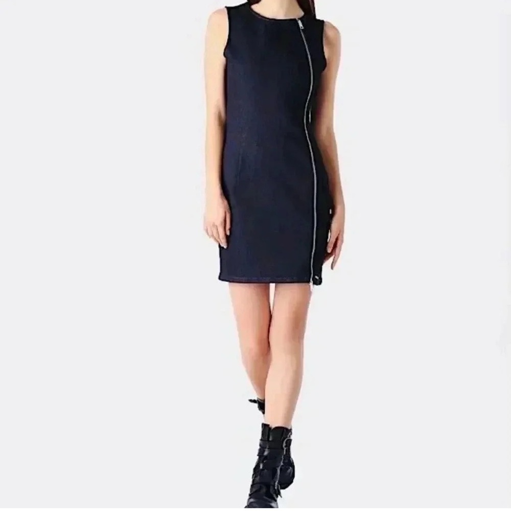 Diesel Dark Denim Mini Dress with Silver Zipper